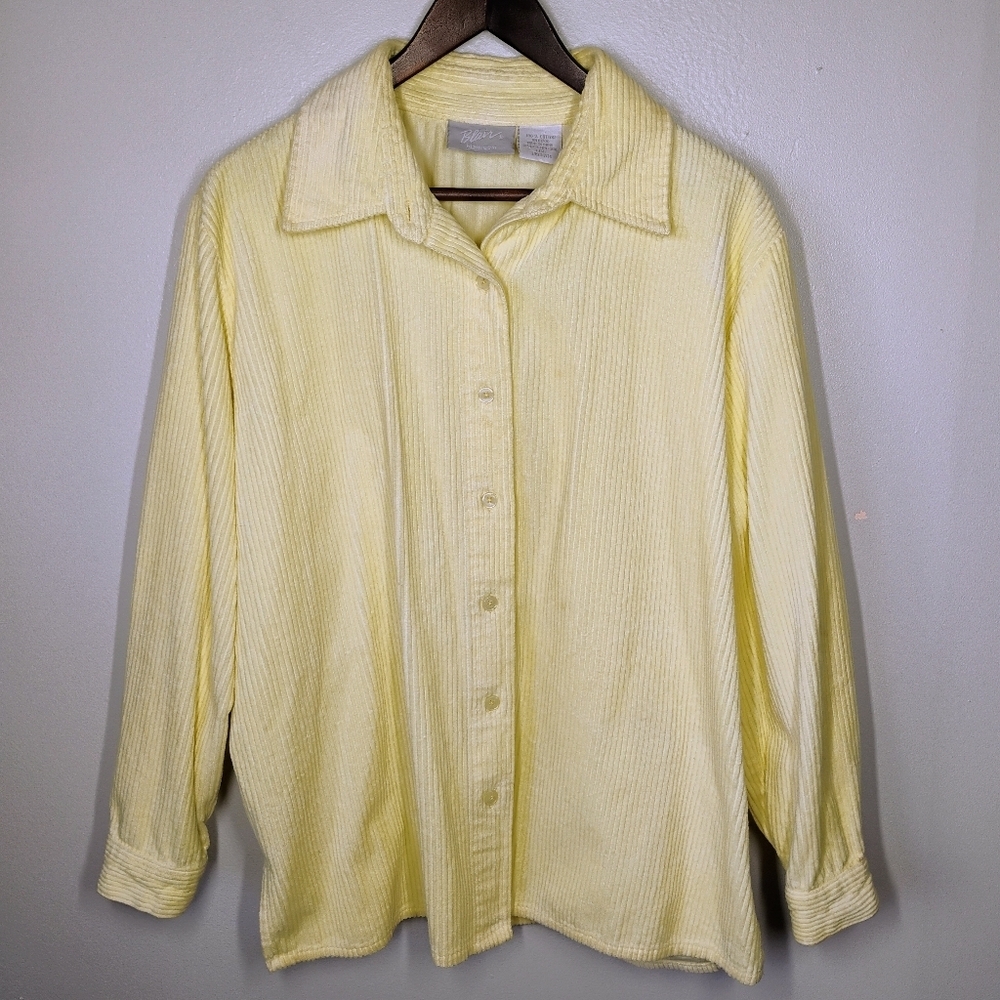 Vintage Blair‎ Corduroy Shacket Womens Large Butter Yellow Cotton Casual Camp